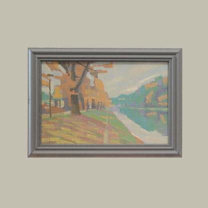 Original painting - "River Walk" - hand painted - acrylic painting - 10x15 cm - landscape picture - unique piece - with frame