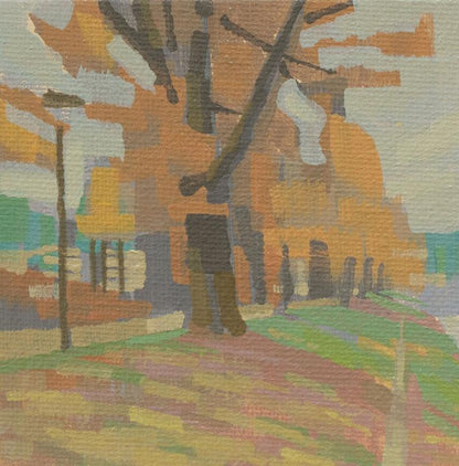 Original painting - "River Walk" - hand painted - acrylic painting - 10x15 cm - landscape picture - unique piece - with frame