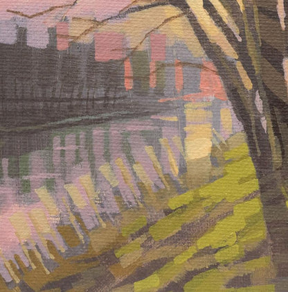 Original painting - "Autumn Light" - hand painted - acrylic painting - 10x15 cm - landscape picture - unique piece - with frame