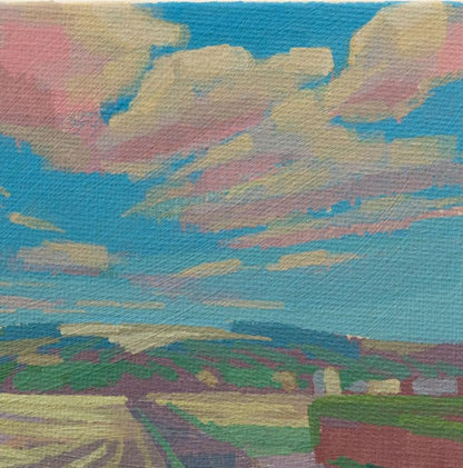 Original Gemälde – "Sommer" - handgemalt – Acrylbild – 10x15 cm – Landschaft Bild – Einzelstück – mit Rahmen