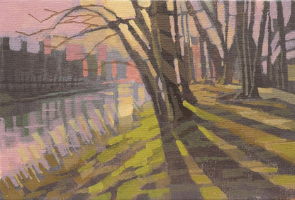 Original painting - "Autumn Light" - hand painted - acrylic painting - 10x15 cm - landscape picture - unique piece - with frame