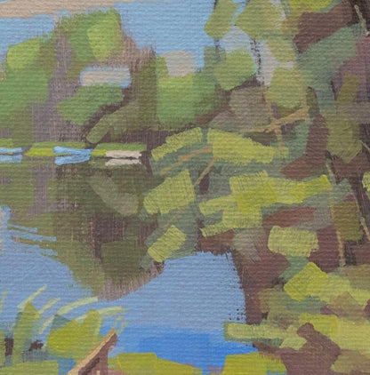 Original Gemälde – "Flussufer" - handgemalt – Acrylbild – 10x15 cm – Landschaft Bild – Einzelstück – mit Rahmen