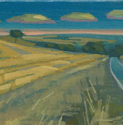 Original Gemälde – "Sommerfeld" - handgemalt – Acrylbild – 10x15 cm – Landschaft Bild – Einzelstück – mit Rahmen