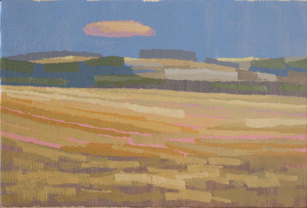 Original Gemälde – "Herbstfeld" - handgemalt – Acrylbild – 10x15 cm – Landschaft Bild – Einzelstück – mit Rahmen