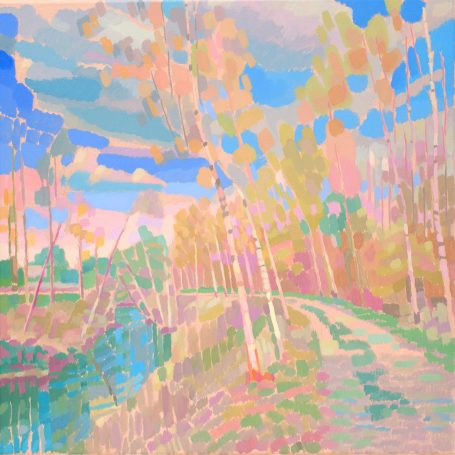 Birken am Fluss, 50x50cm